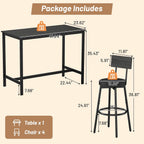 Zevemomo Dining Table Set for 4, 5-Piece Bar Table Set, Kitchen Table and Chairs, Counter Height High Top Table with 4 PU Upholstered Stools, Space-Saving Pub Tables Set for Small Space, Black