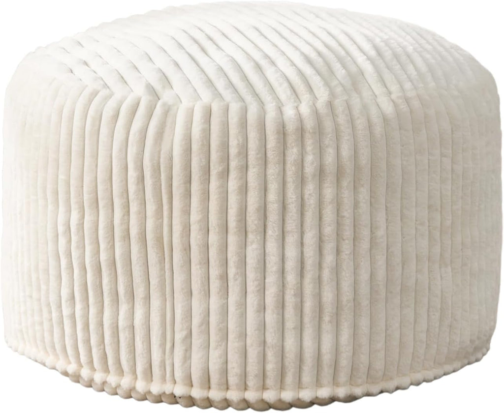 Hobestluk Adult Bean Bag Chair Giant Beanbag with Filling Living Room 3FT | White Large Big Oversized Bean Bag Chair Memory Foam Filling Machine Washable Fluffy Cover Bedroom Dorm Reading Gaming