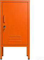 Metal Locker End Table, Single Door Metal Nightstand with 2 Adjustable Shelf,Modern Bedside Table, Versatile Side Cabinet for Bedroom, Living Room, or Office (27.55”h x 13.78”w x 14.96”d)