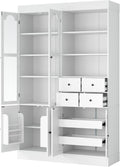 75in Tall Kitchen Pantry Cabinets with Drawers, Large Pantry Storage Cabinet with Adjustable Shelves & Doors, Freestanding Pantry Cabinet Cupboard for Dining Room Living Room (White, 75in)