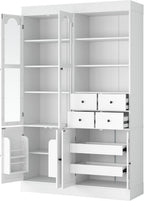 75in Tall Kitchen Pantry Cabinets with Drawers, Large Pantry Storage Cabinet with Adjustable Shelves & Doors, Freestanding Pantry Cabinet Cupboard for Dining Room Living Room (White, 75in)