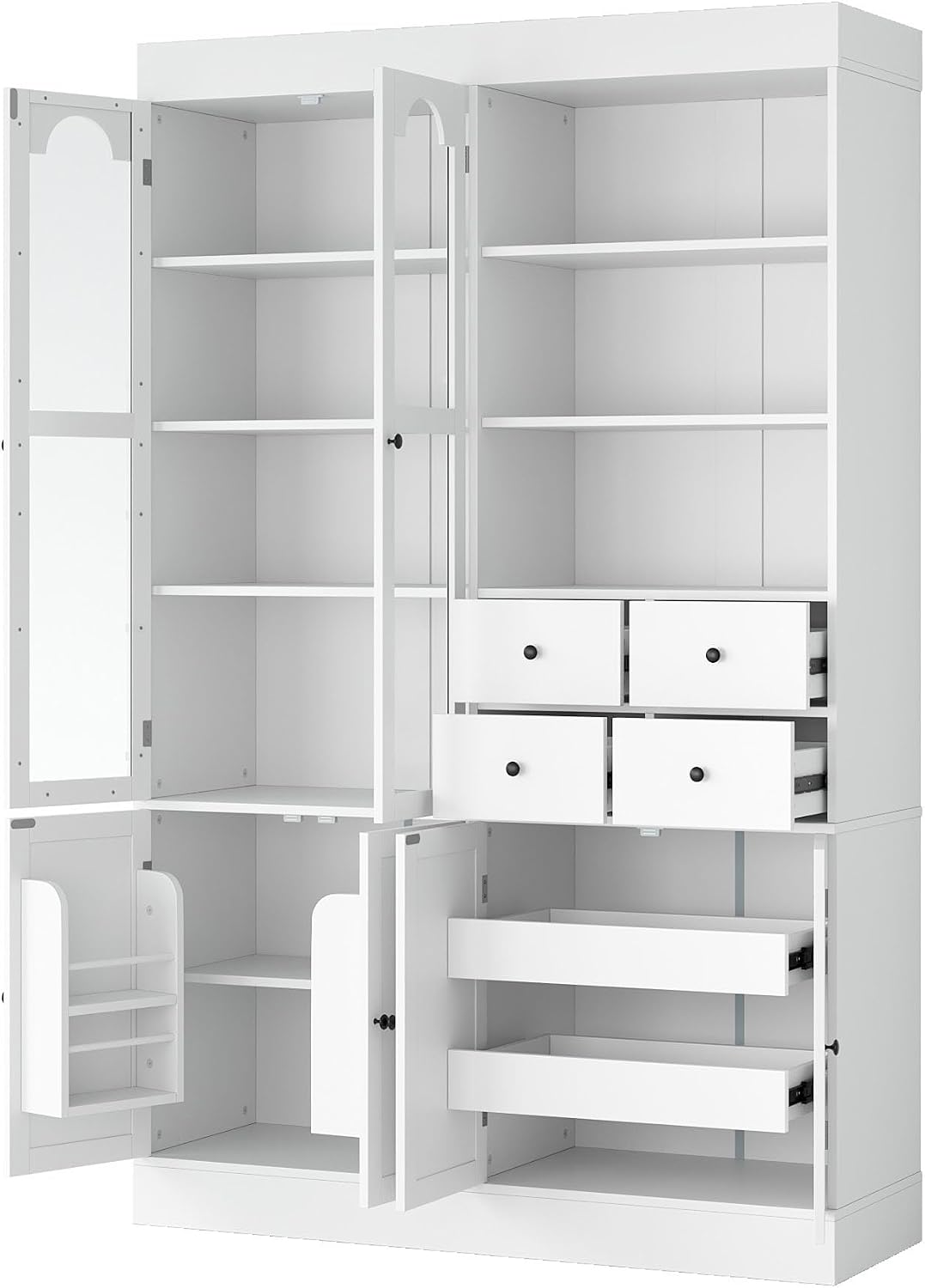 75in Tall Kitchen Pantry Cabinets with Drawers, Large Pantry Storage Cabinet with Adjustable Shelves & Doors, Freestanding Pantry Cabinet Cupboard for Dining Room Living Room (White, 75in)