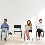 Sidanli Stackable Waiting Room Chairs, Armless Upholstered Guest Chairs Set of 4 with Comfotable Cushion for Conference Reception Break Room Lobby, Black