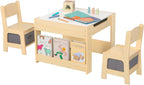 OOOK Kids Table and Chairs Ages 3-7, 4 in 1 Toddler Desk and Chair Set with Whiteboard, Blackboard, Storage Drawer and Book Rack. Toddler Activity Table for Kids Room, Nursery and Playroom
