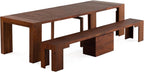 Transformer Table - Solid Wood Extendable Dining Table, Seats 2-12, Expandable Dining Room Table, Space-Saving Furniture, Kitchen and Dining Room Furniture (Red Oak, Table + Bench)