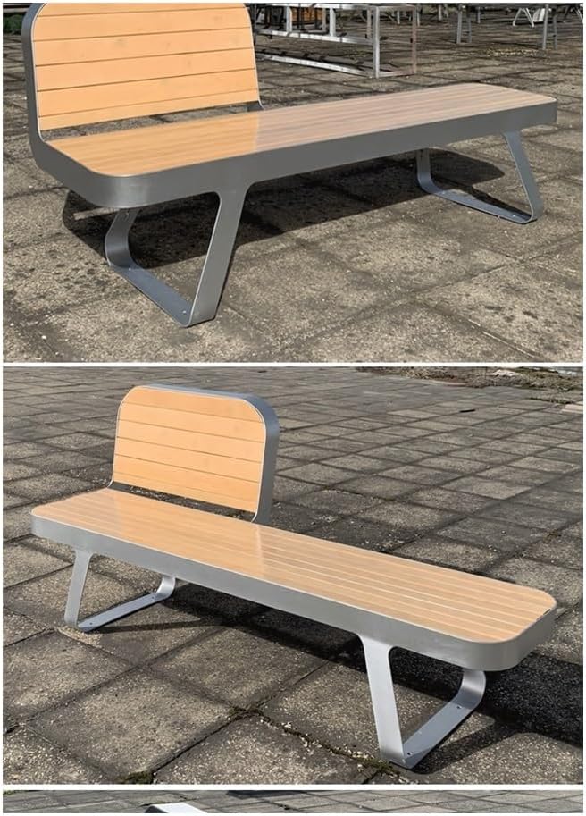 Patio Benches Park ChairOutdoor Solid Wood Stainless Steel Leisure seatOutdoor Open-air Patio Chair(180cm)