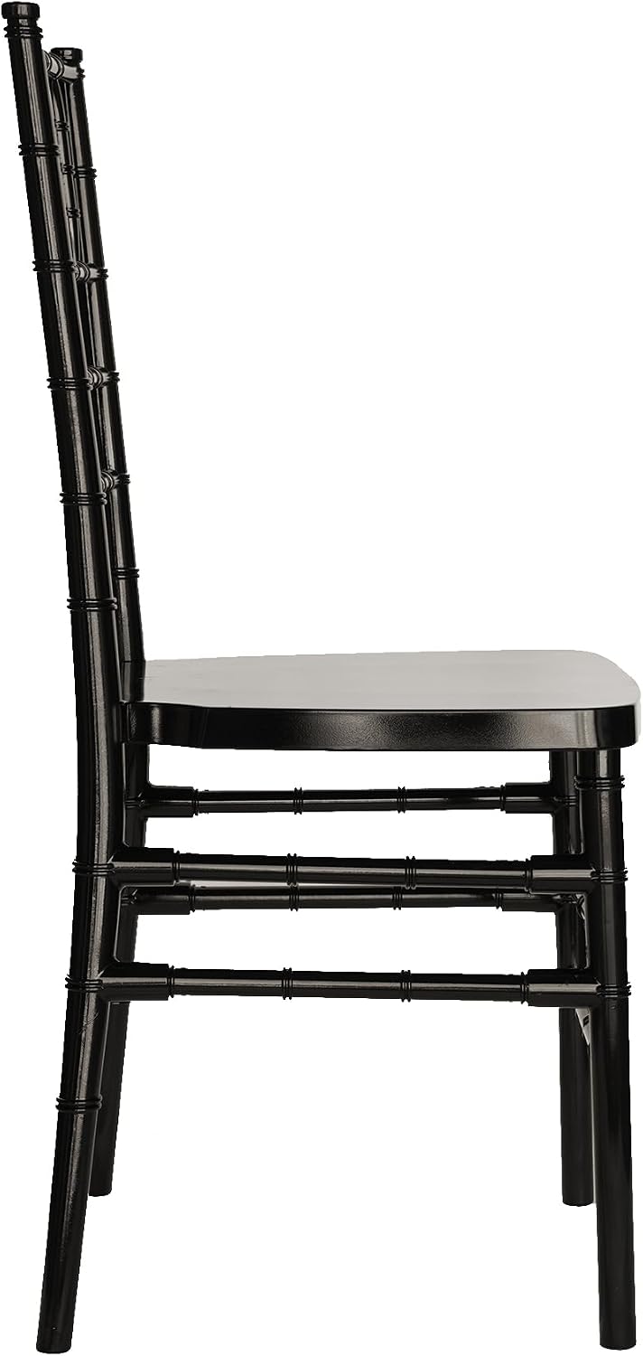 Set of 4 Black Stackable Chiavari Chairs, Modern Dining Chair, Accent Chair, PP Ghost Chairs for Outdoor Banquet Wedding Party Event Reception