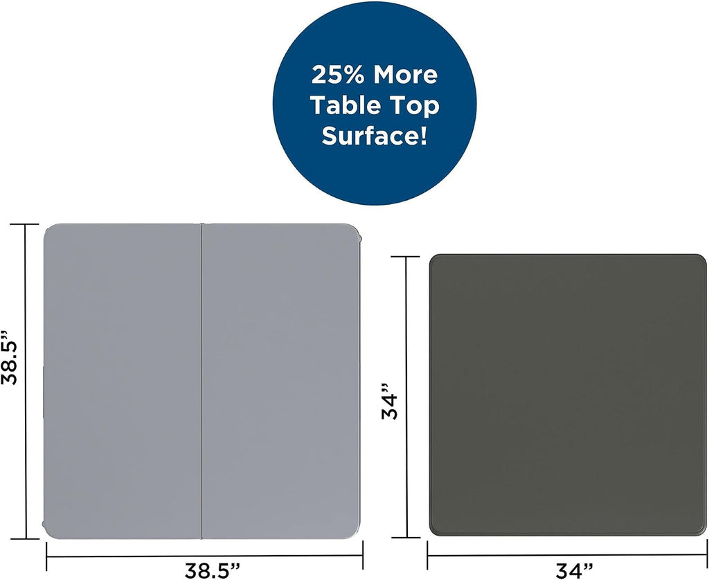 CoscoProducts COSCO XL 38.5" Half Card w/Handle Indoor & Outdoor, Portable, Wheelchair Accessible, Camping, Tailgating, & Crafting Folding Table, Gray, 1-Pack,Grey