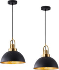 Matte Black Farmhouse Pendant Light, Adjustable Height, Vintage Hanging Industrial Ceiling Lights Fixture for Kitchen Island Hallway Dining Room 2 Pack