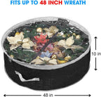 Christmas Wreath Storage Bag 48" with Clear Window | Extra Large Garland Xmas Wreath Container | Durable 600D Oxford Material | XL Huge 48” Holiday Wreath Bags Box (Black)