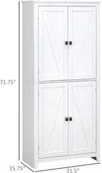 Modern Freestanding 4-Door Kitchen Pantry, Storage Cabinet Organizer with 4-Tiers, and Adjustable Shelves,for Kitchen Home