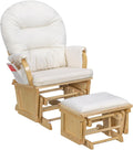 Suite Bebe Madison Nursery Rocking Chair with Ottoman, Wooden Glider for Baby Nursing, Smooth Gliding Rocker, Natural Wood and Beige Fabric