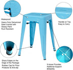 DUHOME 18 Inches Metal Stools Backless Stackable Stools for Bistro, Indoor-Outdoor, Kitchen, Bistro, Patio, Cafe and Restaurants Set of 4, Blue