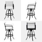 Pellebant 30" Outdoor Bar Stools 6 Pcs, Swivel Bar Height Chairs with Sunbrella Fabric & Aluminum Frame, Rust-Proof Patio Barstools for Outside, Augustine Oyster