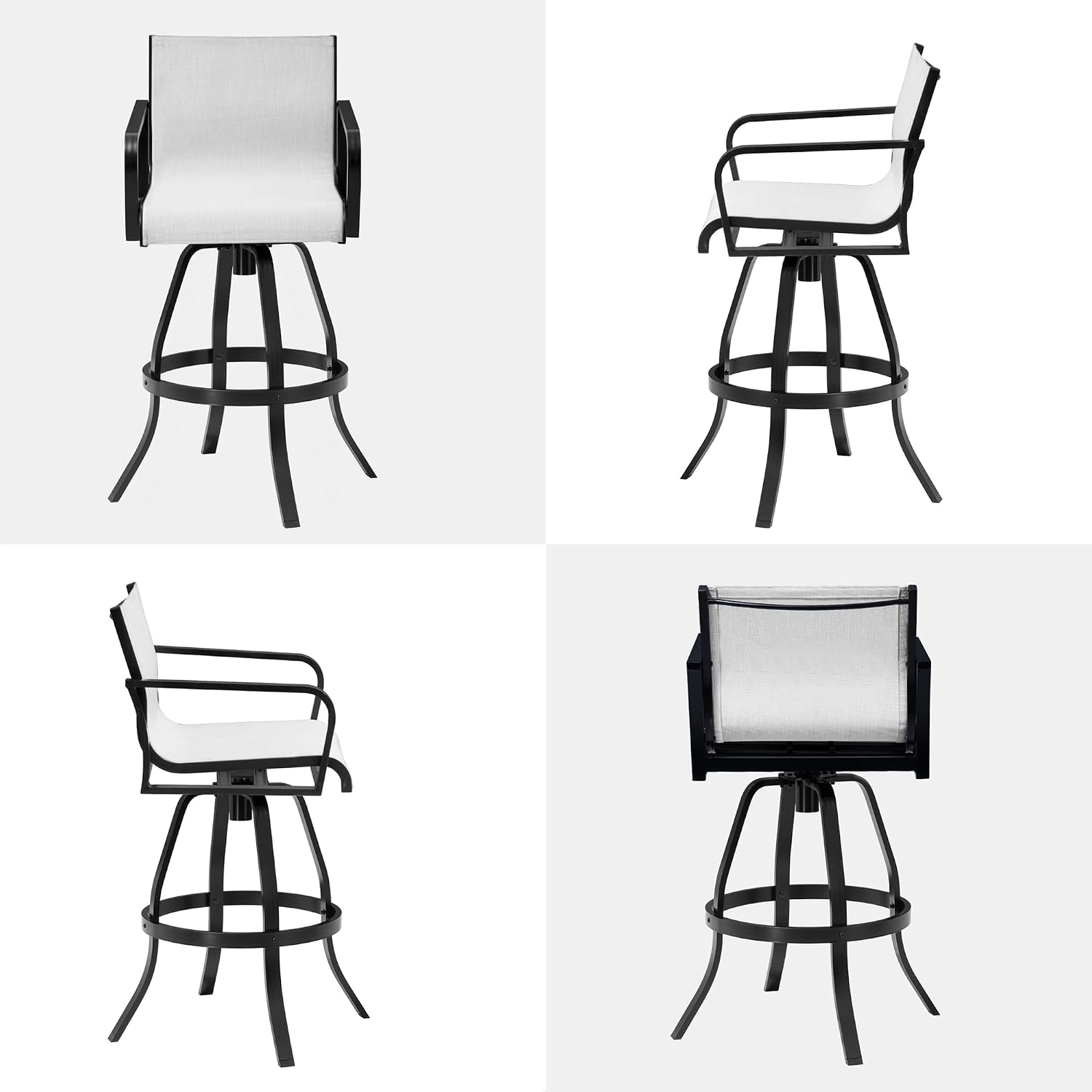 Pellebant 30" Outdoor Bar Stools 6 Pcs, Swivel Bar Height Chairs with Sunbrella Fabric & Aluminum Frame, Rust-Proof Patio Barstools for Outside, Augustine Oyster