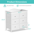 BOLUO White Changing Table Dresser with 6 Drawers Baby Dresser with Changing Table Top Diaper Changing Station with Storage for Nursery Modern
