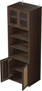 71.3''Tall Kitchen Pantry Cabinet with Oversized Open Shelf & Coffee Station,Tall Extra Deep Enclosed Storage, Fluted Rattan Doors,Adjustable Shelves, Anti-Tip, for Multi-Room Use,Brown