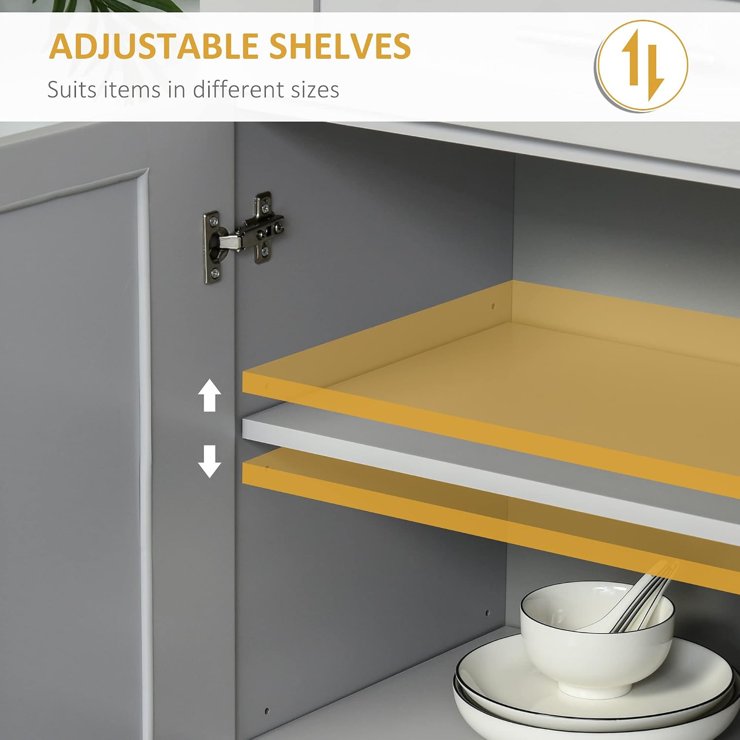 Modern Kitchen Pantry Freestanding Cabinet Cupboard with Doors and Drawer, Adjustable Shelving, Grey,15.75 * 30 * 72