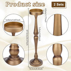 PH PandaHall 2 Set Martini Drink Table, 6.5"x26.5" Retro Pedestal Side Table Antique Bronze Small Round Side Table Cocktail Table Vintage Metal Candlestick Home Decor for Living Room Bedroom Bathroom