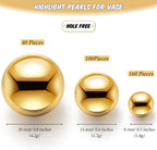 Junkin 300 Pcs Vase Filler Faux Pearls Vase Makeup Beads Bulk No Hole Gloss Pearl Beads Mixed Sizes Round Pearls for Wedding Home Table Birthday Decoration, 8/14/20 Mm(Gold)