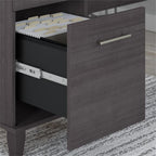 Bush Home Somerset 60W L Shaped Desk with Hutch and 5 Shelf Bookcase in Storm Gray
