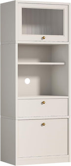 Freestanding Tall Pantry Cabinet with Adjustable Shelves & Drawer – E1-Grade Wood Storage Solution for Kitchen, Bathroom, Laundry Room