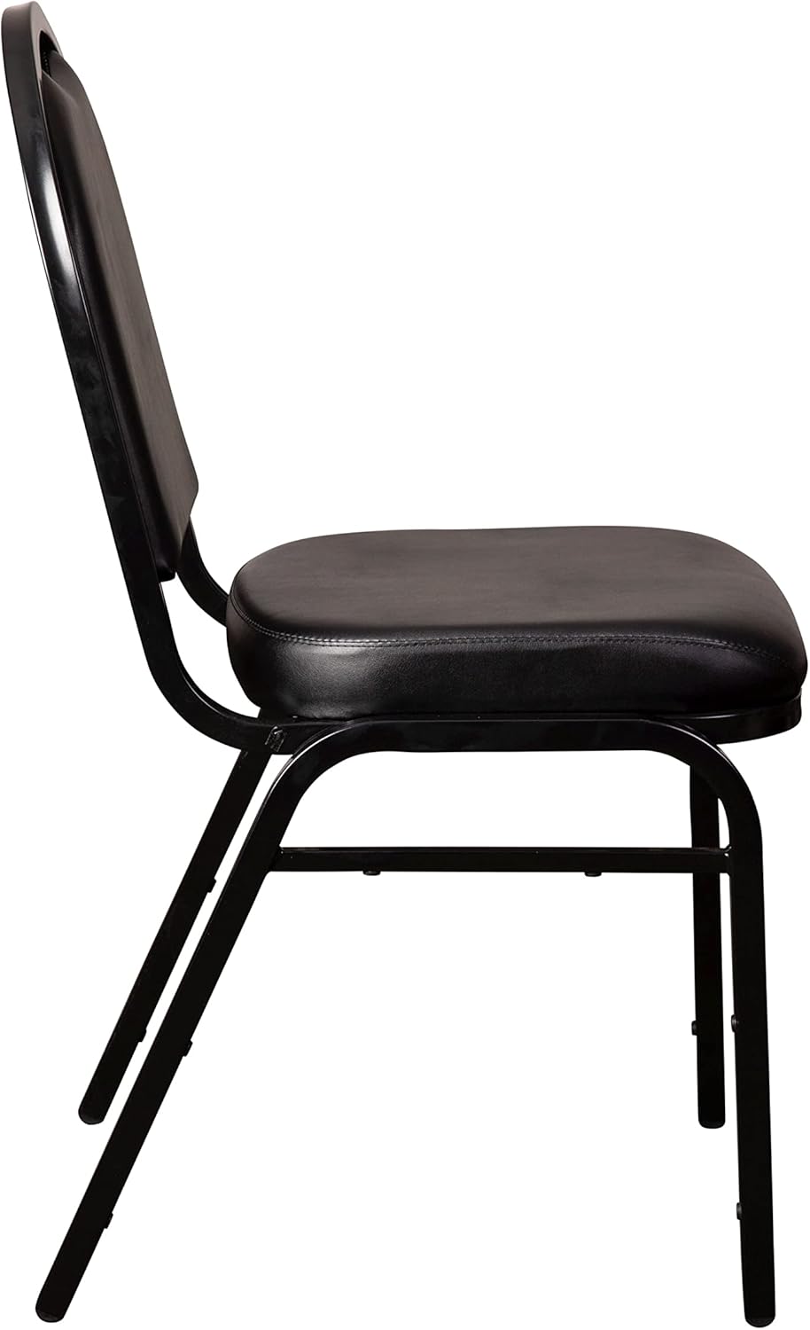 Flash Furniture HERCULES Commercial Grade 500 LB. Capacity Dome Back Stack Chair - Black Vinyl Upholstery - Black Metal Frame - Built-In Handle