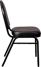 Flash Furniture HERCULES Commercial Grade 500 LB. Capacity Dome Back Stack Chair - Black Vinyl Upholstery - Black Metal Frame - Built-In Handle