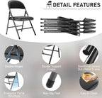 10 Pack Folding Chairs with Padded Seats, Metal Frame with Pu Leather Seat & Back, Capacity 350 lbs, Black