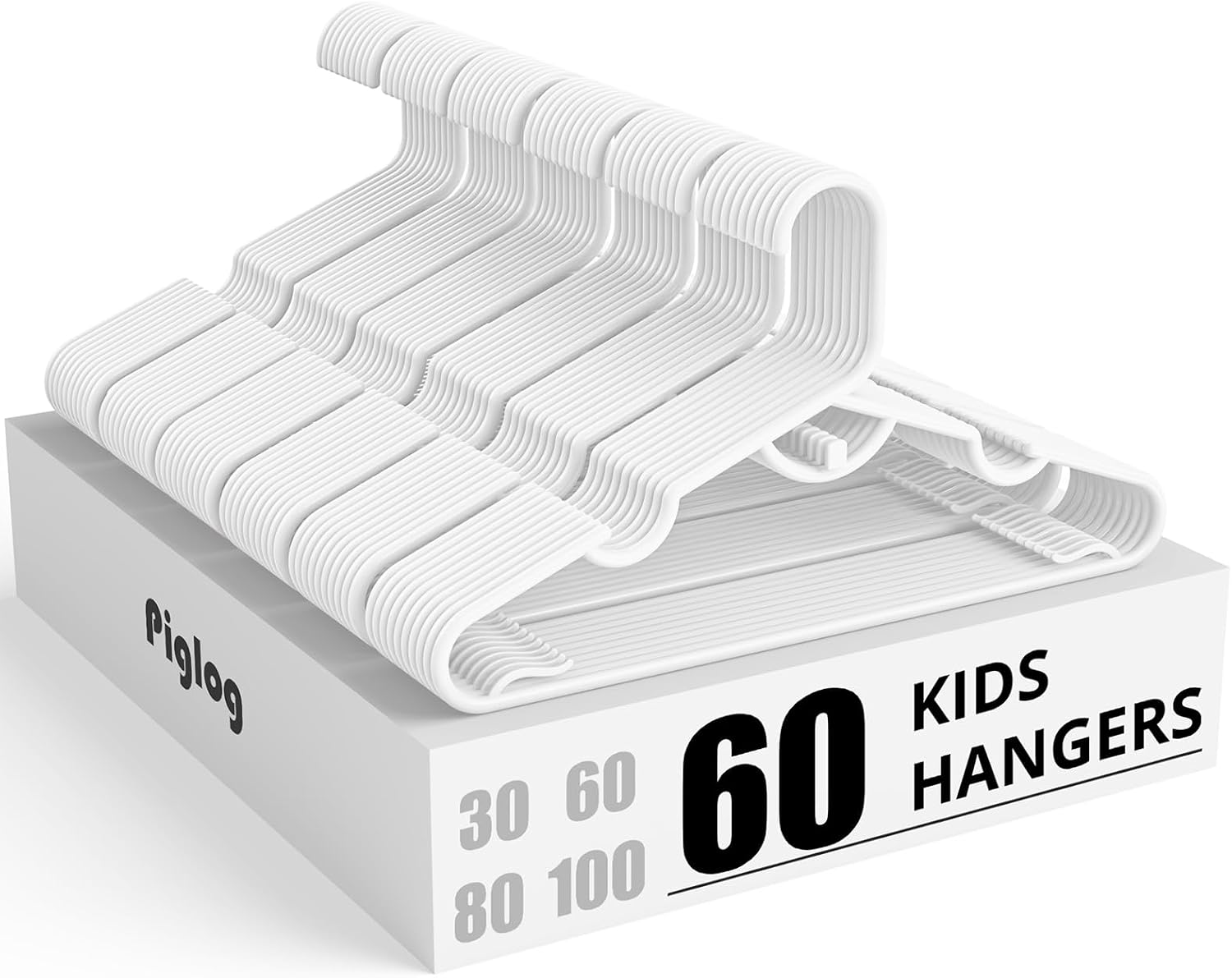 60 Pack Plastic Baby Hangers - Kids Clothes Hanger for Closet, 11.4 Inch White Toddler Infant Hanger for Nursery Boys and Girls Hangers Kids Size, Non-Slip, Non-Distorting from Stretching