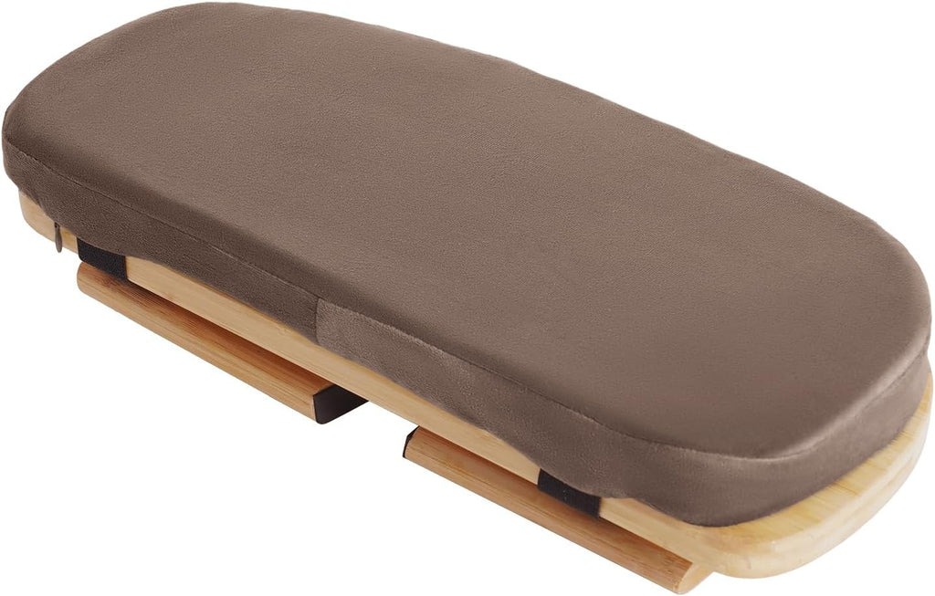 Meditation Prayer Bench, Portable Foldable & 5° Ergonomic Tilt Kneeling Meditation Yoga Stool with Cushion & Carry Bag for Home/Studio/Gym, Bamboo & Velvet Kneeling Stools (Coffee)
