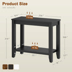 Hoctieon End Table with Double Storage Shelves, Sturdy Wooden Side Table for Living Room, Bedroom, Modern Nightstand Sofa Table for Small Spaces, Black