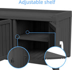 3 Doors Shoe Bench, Waterproof & UV-Resistant, Resin Shoe Cabinet Indoor & Outdoor Use, Entryway Bench with Adjustable Shelves & Hidden Storage Space for Bedroom, Hallway, Black