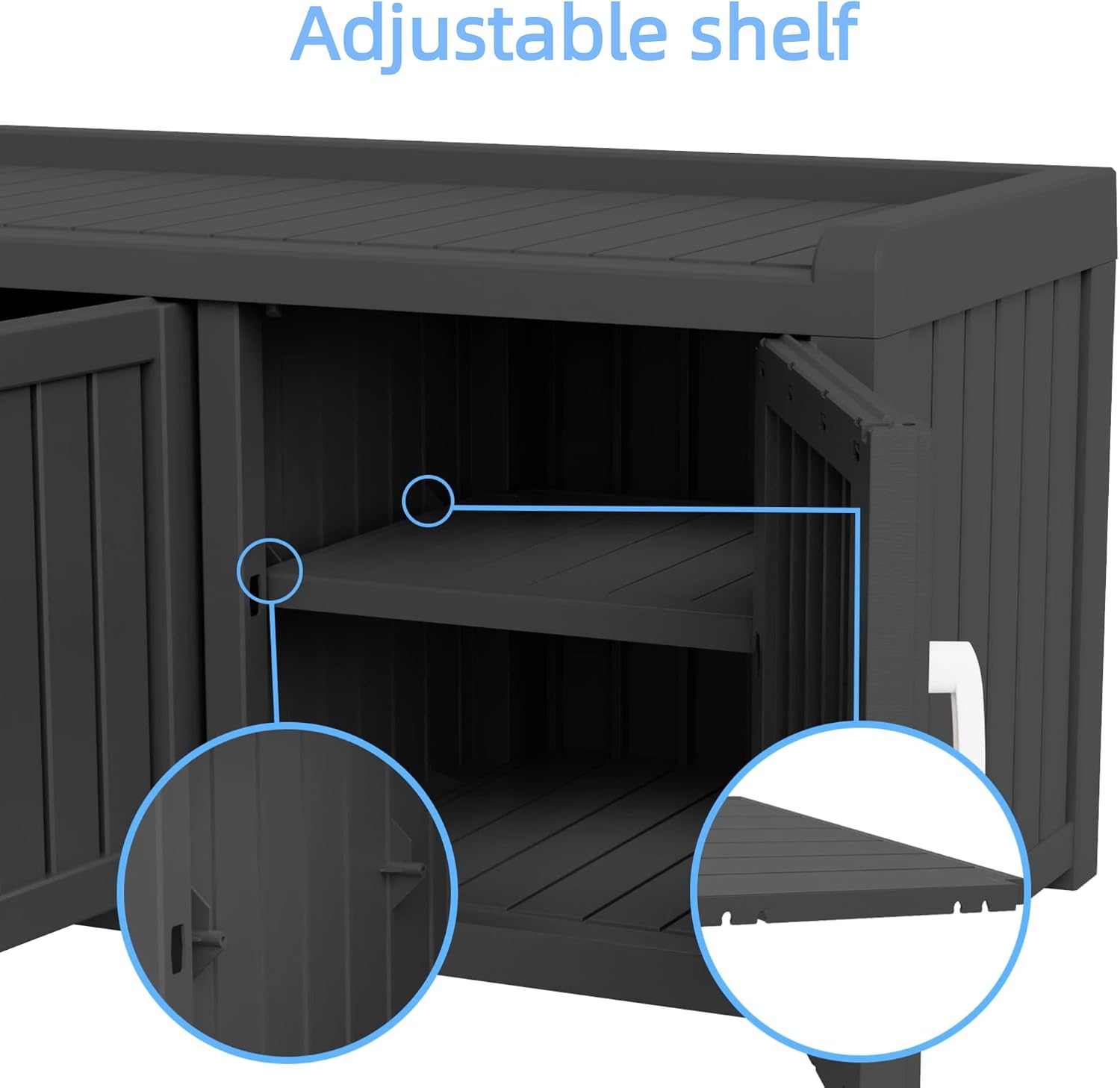 3 Doors Shoe Bench, Waterproof & UV-Resistant, Resin Shoe Cabinet Indoor & Outdoor Use, Entryway Bench with Adjustable Shelves & Hidden Storage Space for Bedroom, Hallway, Black