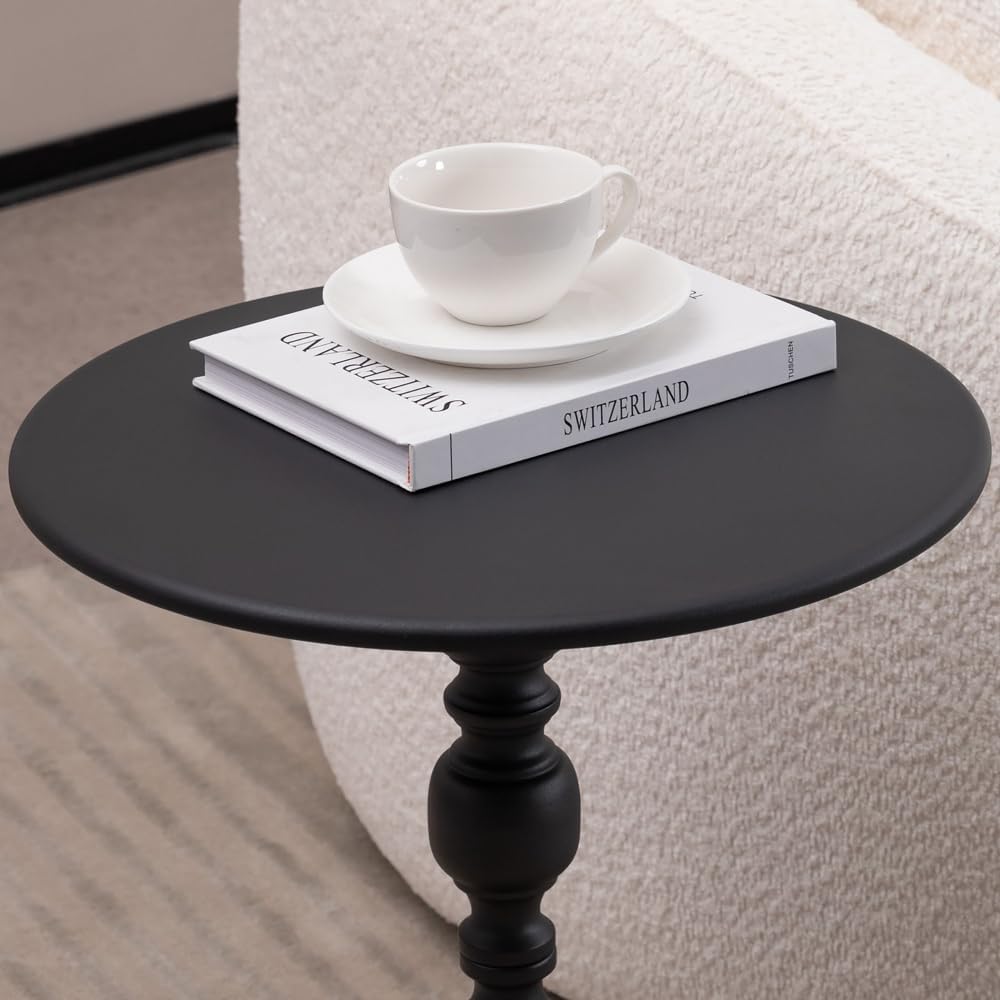 Saiveina Adjustable Side Table, Small Tea Martini Table, Gold, Natural Marble Decorative Pedestal End Table for Display and Storage