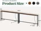 SUPERJARE 102.4 Inch Sofa Table with Power Outlets and USB-C Ports, 5.9 Inch Narrow Console Tables, Entryway Hallway Couch Tables with Storage, Behind Sofa, Small Spaces, Living Room, Rustic Brown