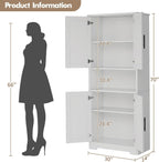 70” Tall Kitchen Pantry Cabinet with Doors & Adjustable Shelves, Modern Freestanding Storage Hutch, Sturdy Wood Buffet Organizer for Kitchen, Living Room, Bathroom, Laundry Room