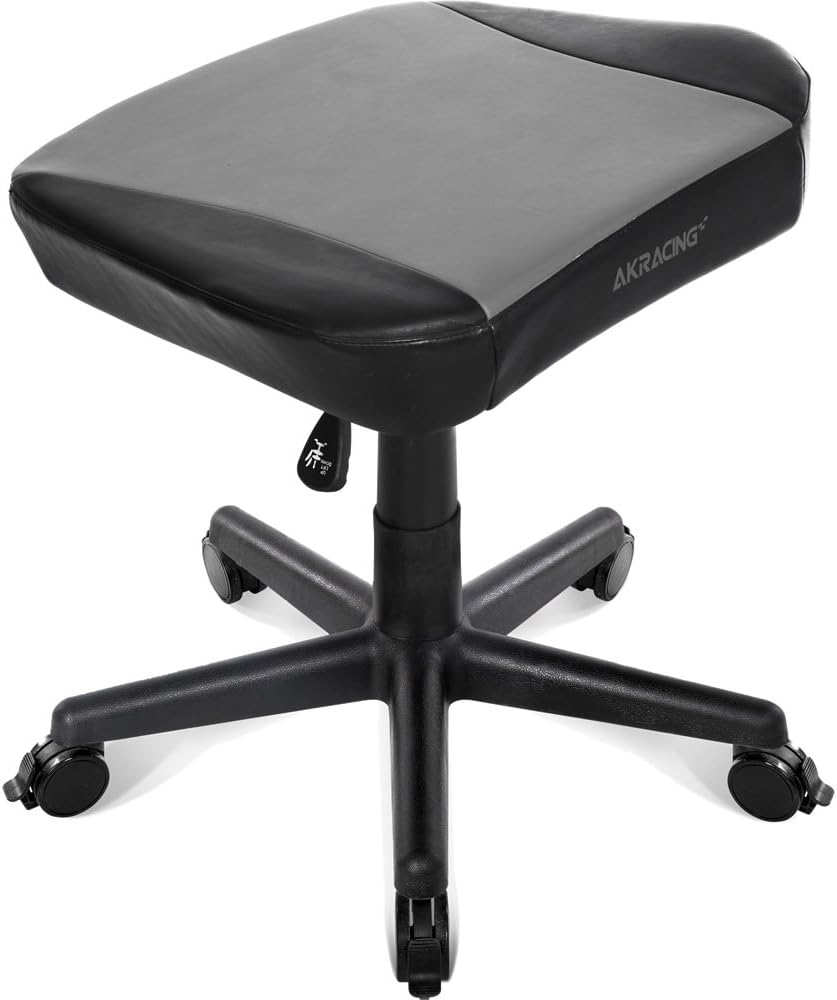 AKRacing Gaming Chair Ottoman Footrest Gray Gray Heavy Duty PU Leather Home Remote