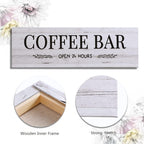 WOWGOOMO Classic Coffee Bar Signs Grey Canvas Wall Art - Rustic Cafe Bar Accessories Set for Home Bar, Kitchen, Pub, Store - 6"x17"