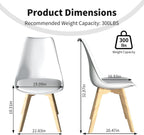 Dining Chairs Set of 4, Mid-Century Modern Kitchen Chairs with Wood Legs and Cushion, Leather Dining Chairs Set for Living Room, Kitchen, Outdoor Lounge, White 4 Pack