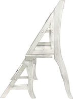 Carolina Chair & Table Antique Folding Library Ladder Chair - Convertible 2-in-1 Chair, Foldable Ladder Seat with Storage Shelf - Multifunctional Furniture for Bedroom, Dining (Antique White)