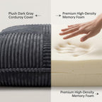 Giant Bean Bag Chair - 3-in-1 Convertible Memory Foam Floor Cushion with Washable Corduroy Cover, Large Comfy Beanbag Sofa for Adults and Kids-Gray