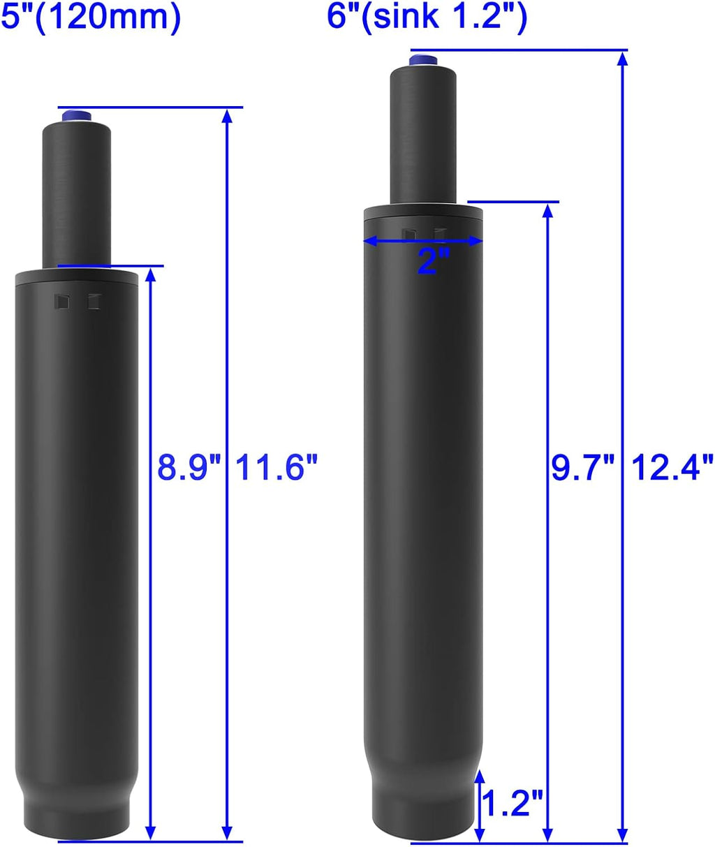 AAGUT 5'' Stroke Office Chair Gas Lift Cylinder Replacement, Pneumatic Shock Heavy Duty (450 lbs) Office Chair Parts & Universal Size, Class 4 Hydraulic Piston, Black
