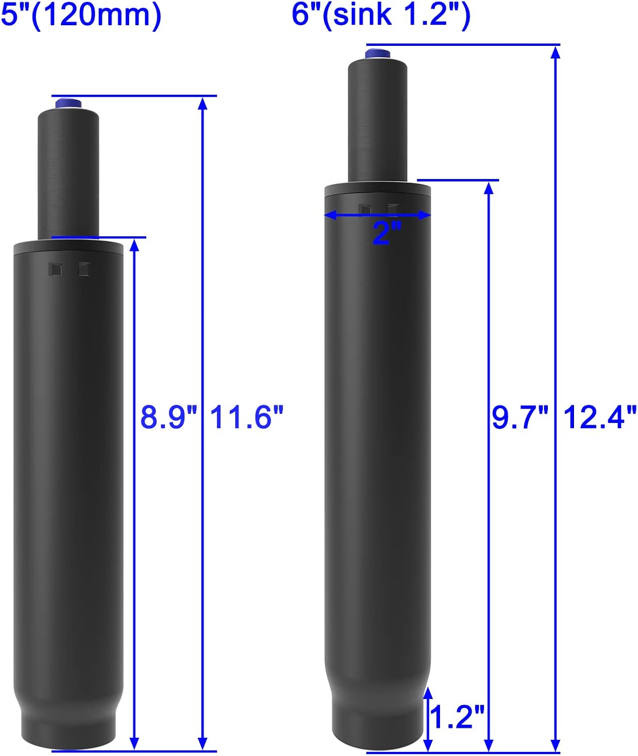 AAGUT 5'' Stroke Office Chair Gas Lift Cylinder Replacement, Pneumatic Shock Heavy Duty (450 lbs) Office Chair Parts & Universal Size, Class 4 Hydraulic Piston, Black