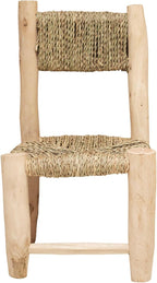 Home Maison Chair, Raw Laurel Wood Doum Palm Fiber, Natural, 45 x 20 x 20 cm