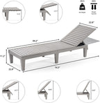 Nestl Sun Tanning Chair - Light Grey Chaise Lounge Chair Outdoor, Lightweight Pool Lounge Chairs Set of 2, Adjustable 5-Position Reclining Lawn Chair, Waterproof Beach Outdoor Lounge Chairs