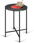 Colingmill 14 x 22 Inch Small Round Side Table End Drink Table Vinyl Records Decor Hippie Decor Room Decoration Aesthetic Iron Coffee for Living Room Bedroom Sofa Couch Corners Office