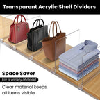 Acrylic Shelf Dividers 8 Pack – Heavy Duty Clear Shelf Dividers for Closets, Cabinets & Shelves – Closet Dividers for Clothing, Handbags & Home Organization
