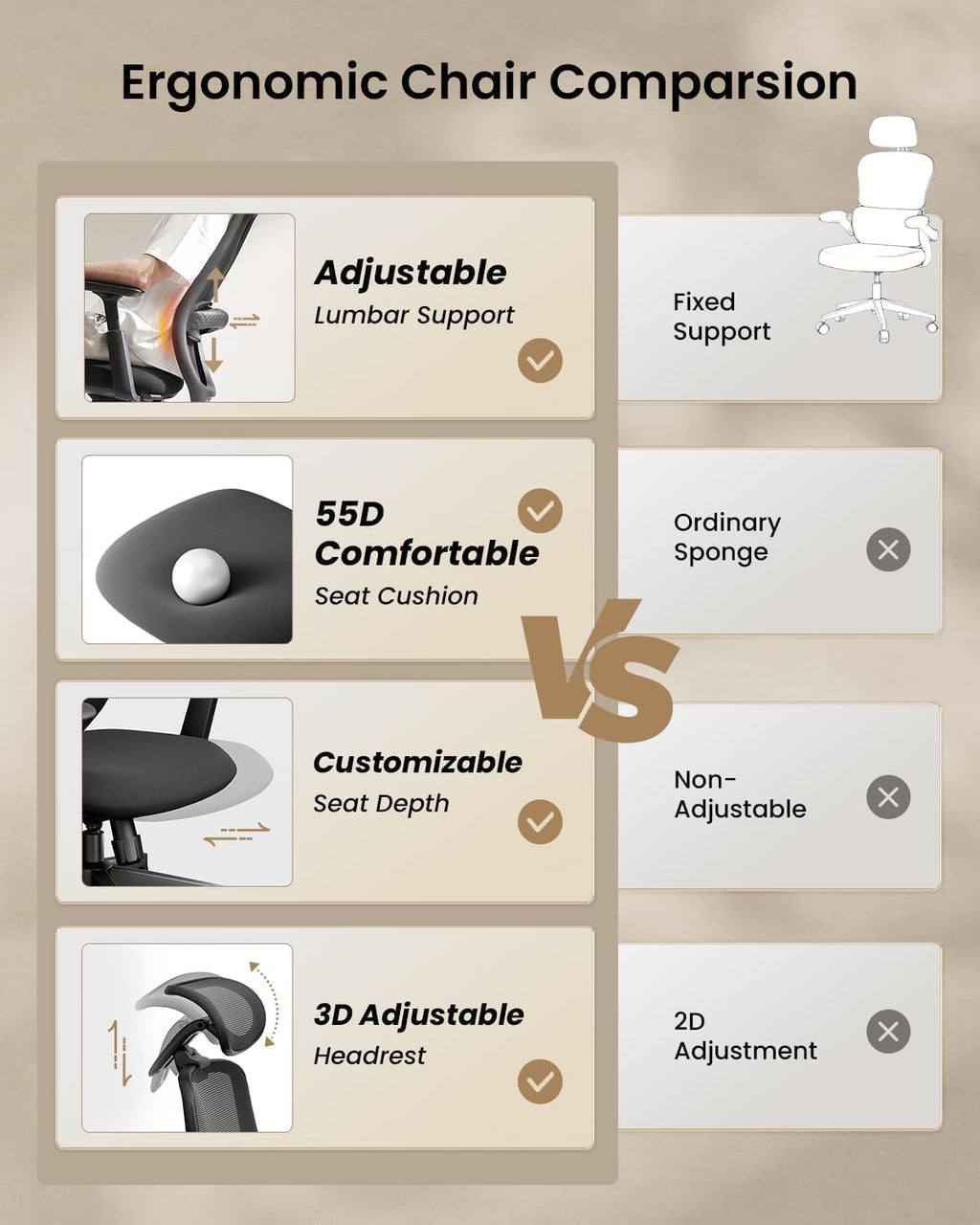 ProtoArc EC200 Ergonomic Office Chair with Adjustable Seat Depth | Lumbar Support, High-Back, Mesh Desk Chair, Home Office 8+ Long Hours Sitting, For Remote Workers & Programmers, Pure Black