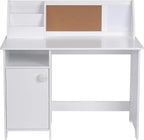 UTEX Kids Study Desk with Storage, Wooden Children School Study Table with Hutch and Storage Cabinet for 3-8 Years Girls Boys, Student's Study Computer Workstation Writing Table, White